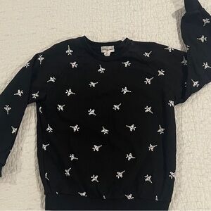 Black Airplane Print Kids Sweatshirt